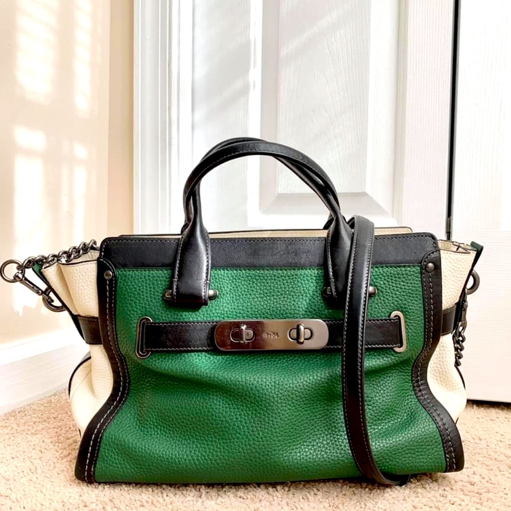 LIMITED EDITION | Coach Colorblock Pebble Leather Swagger Handbag 36995